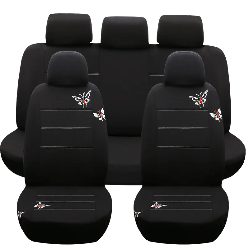 

Car Seat Covers airbag White butterfly Universal Fit Front Rear Seat Full Cover Interior Accessories New for kia vaz fiat palio