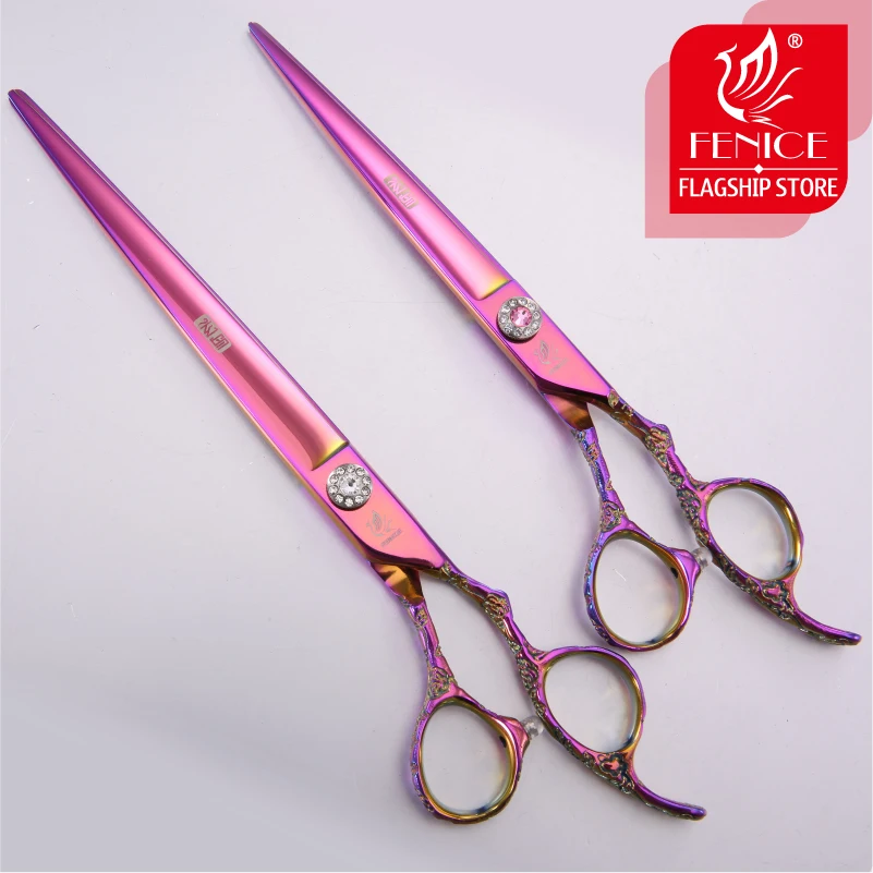 Fenice 7.0/7.5/8 inch Purple Dog Grooming Scissors Purple Cutting Shears JP440C Dog/Cat Hair Cutting Shear