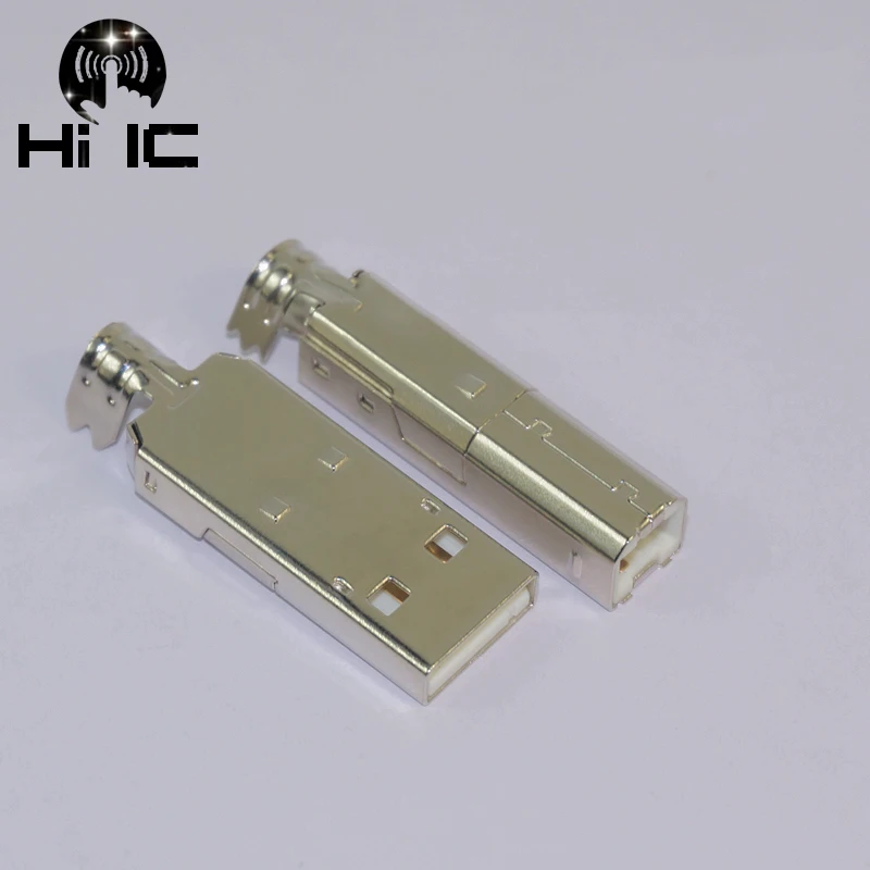 

High Quality Silver Copper Alloy USB A USB B Connector Jack Tail Sockect Connector Port Sockect For HiFi Audio Equipment