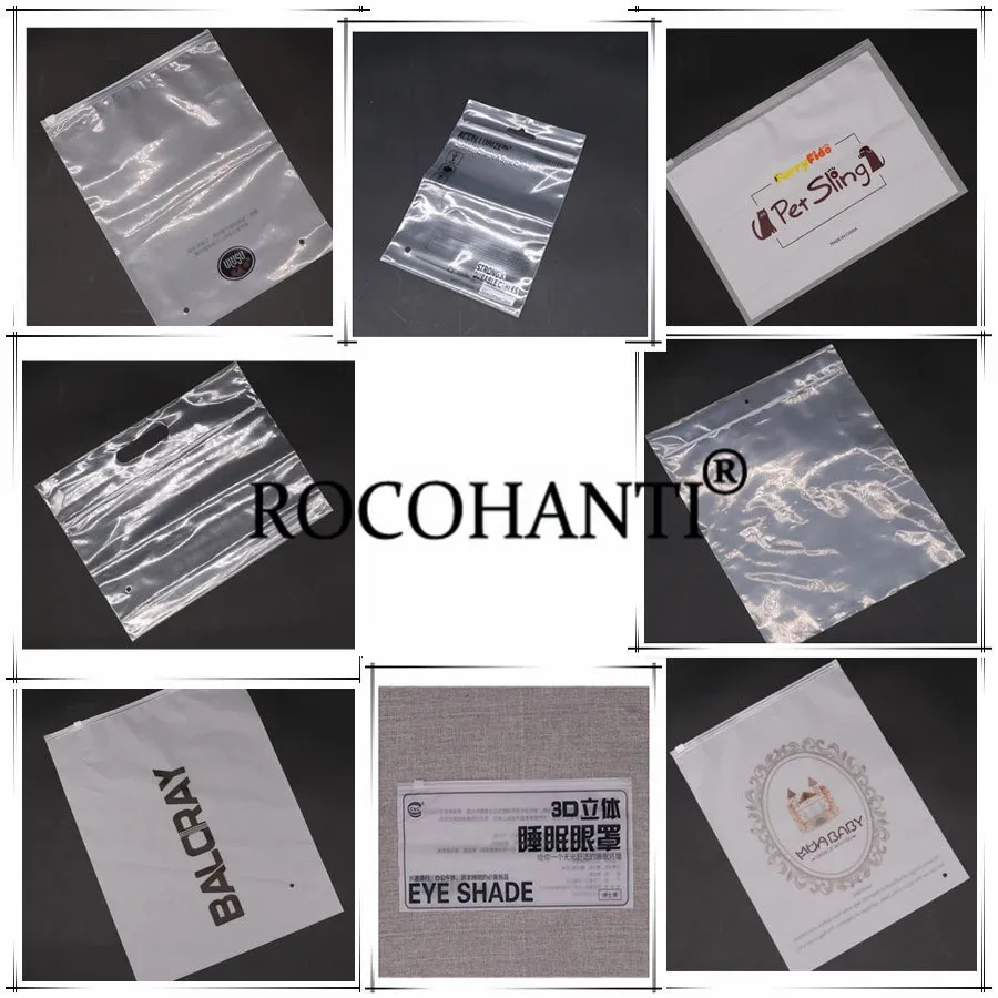 100pcs Customize Logo Printed Transparent Bag for Clothes Food Reusable Ziplock Plastic Clear Packaging Bags with Zipper closure