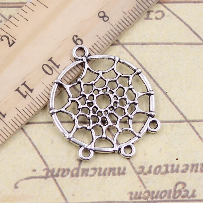 10 sztuk Charms Native Dream Catcher żyrandol złącze 34x28mm tybetański brąz srebrny kolor zawieszki antyczne tworzenia biżuterii DIY wisiorek