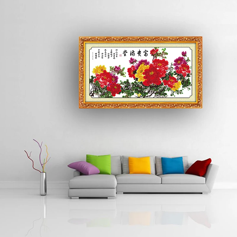 GG Treasures Fill The Home Chinese Peony Pattern 11CT14CT Cross Stitch Kits for Embroidery Wall Decor Needlework Cross Stitch