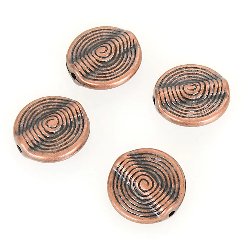 50Pcs 16x4MM Vintage Antique Silver Bronze Plating Spiral Flat Round CCB Spacer Beads For Diy Jewelry Making