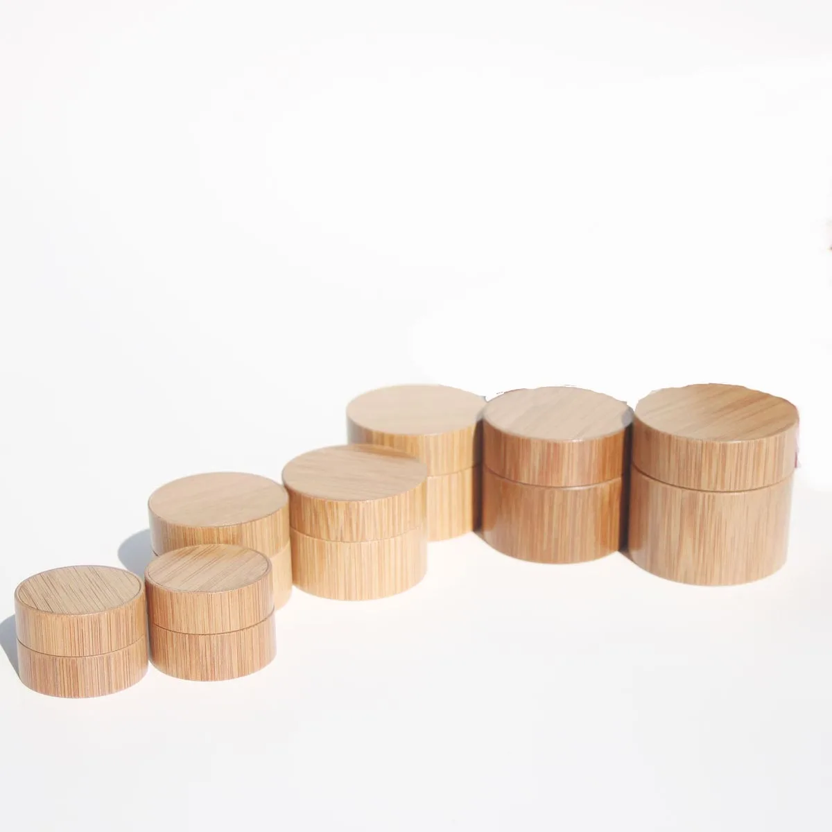 10pcs Natural Bamboo cosmetic jar cosmetic sample containers Environmental packing Material 3g 5g 10g 15g 20g 30g 50g P240