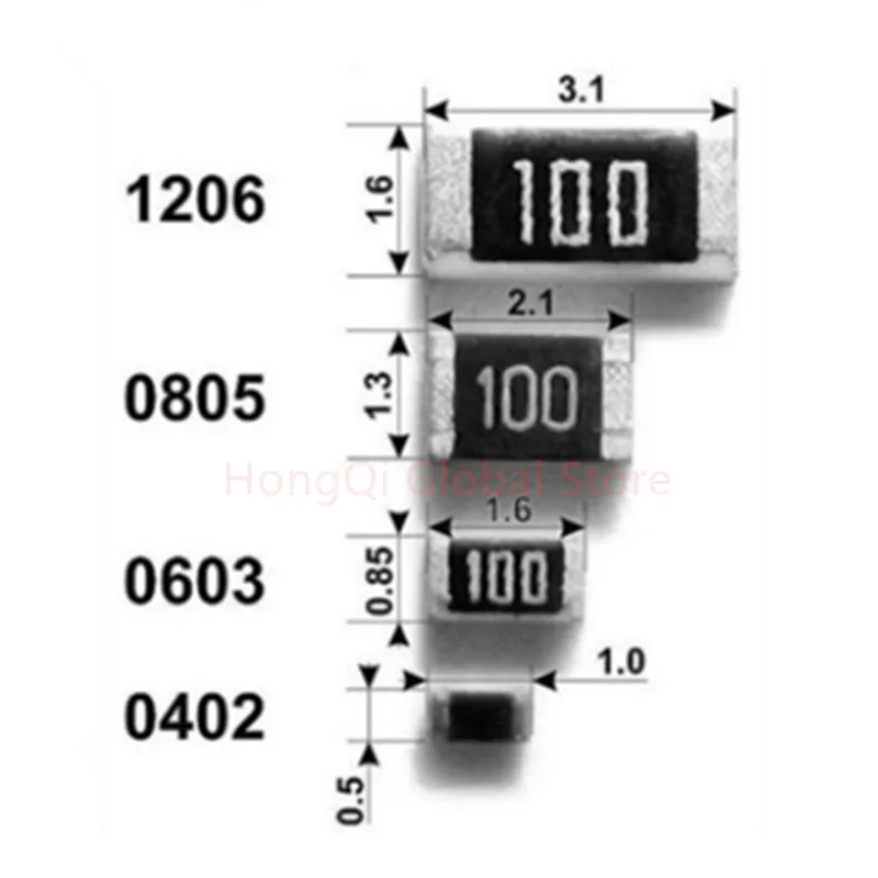 100Pcs 1206 5% SMD Resistor 0R ~ 10M 1/2W 0 1 10 100 150 220 330 Ohm 1K 2.2K 10K 100K  1R 10R 100R 150R 220R 330R