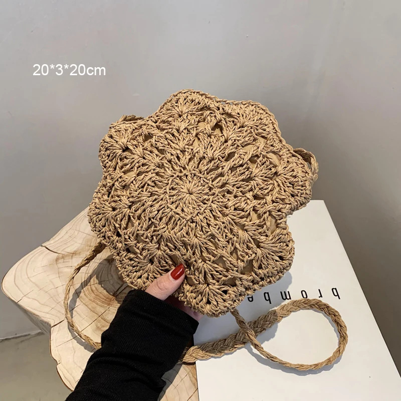 

Women Handmade Small Rattan Straw Crossbody Bag Woven Round Handbag Fashion Tassel Design Summer Travel Beach Pouch Bag Purse