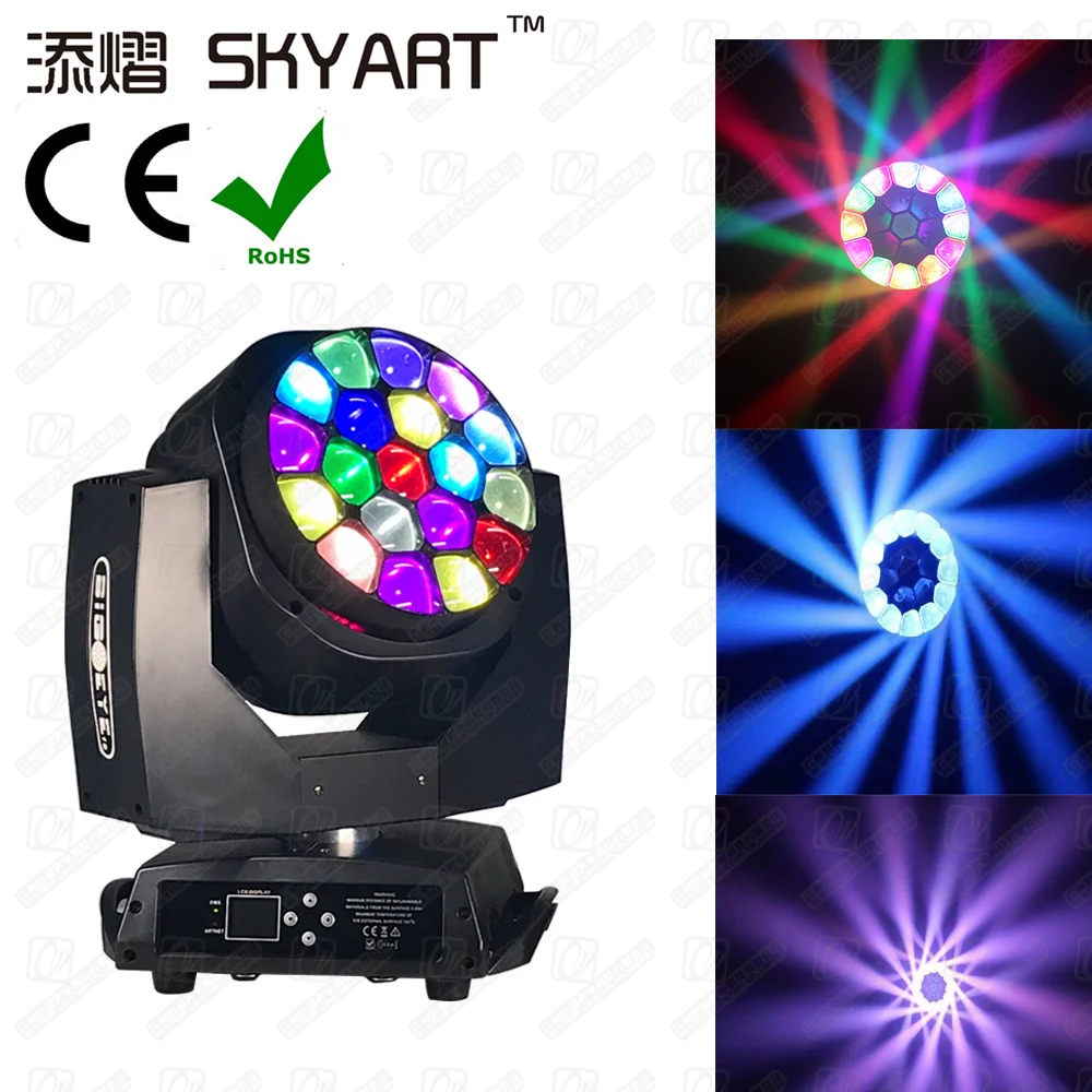 

High Quality LED Big Bee Eye 19x15w Rgbw Beam Led Zoom Moving Head light stage lightings for bar party wedding vocal concerts dj