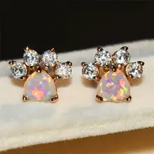 Crystal Zircon Stud Earrings Rose Gold #6