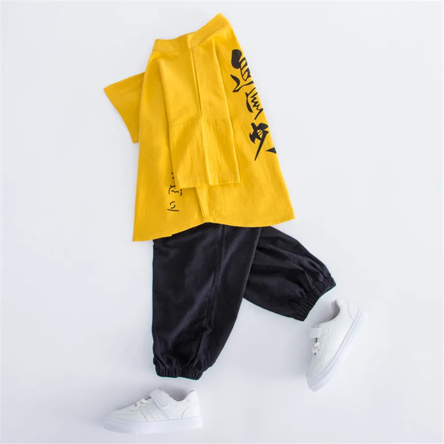 Summer Boys Clothing Set Teenage Kids Tracksuit Cotton Short Sleeve T Shirt & Pants Casual 8 9 10 11 12 Years Child Boy Clothes