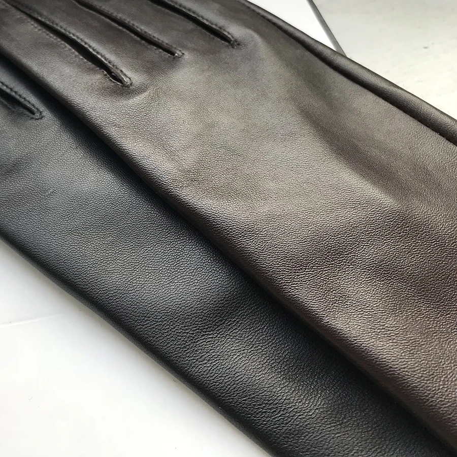Men\'s Single Layer Real Leather Gloves Men\'s Medium Long Sheepskin Gloves Motorcycle Gloves  Fashion 28cm Basic