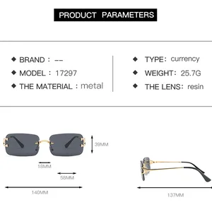 2021 New Fashion Retro Color UV400 Punk Without Aro Square Male Sunglasses Without Aro Sunglasses Gradient Fashion glasses 6 Main Sales Cartier Glasses - №4