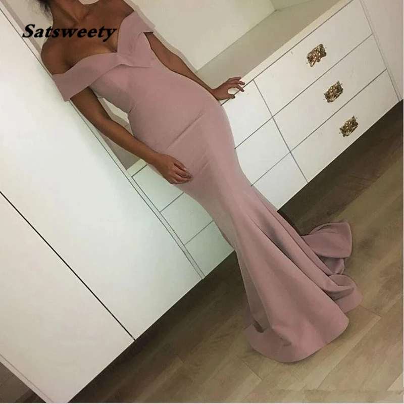 Robe De Soiree Pink Bridesmaid Dresses Mermaid Off The Shoulder Party custom made Plus Size Long Prom Gown Evening Dresses