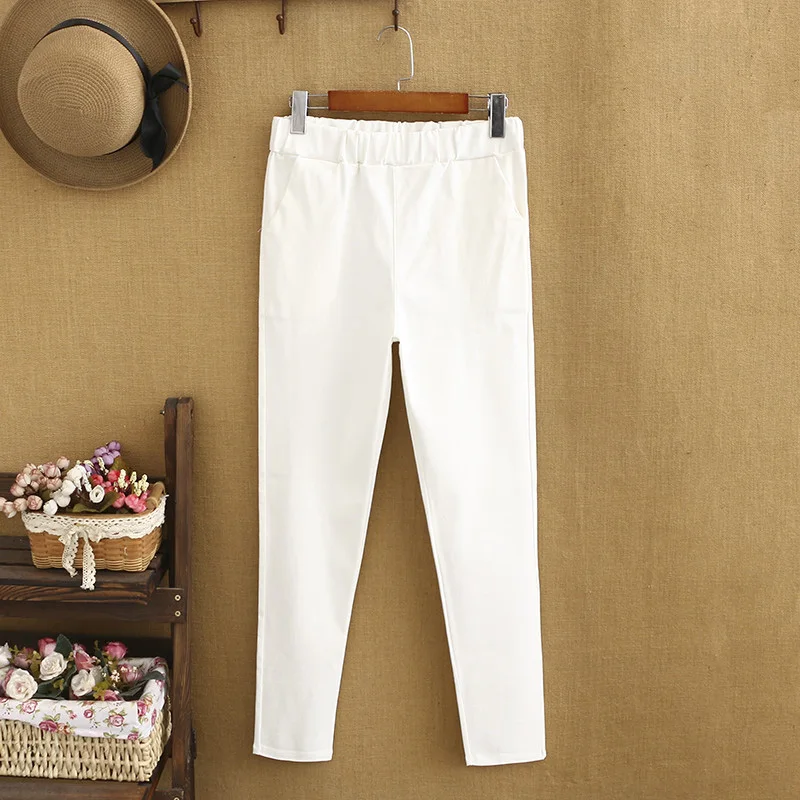 Plus Size Commuter Nine-point Pants Female White Pants Female Professional Straight Slim Was Thin And Breathable Stretch C