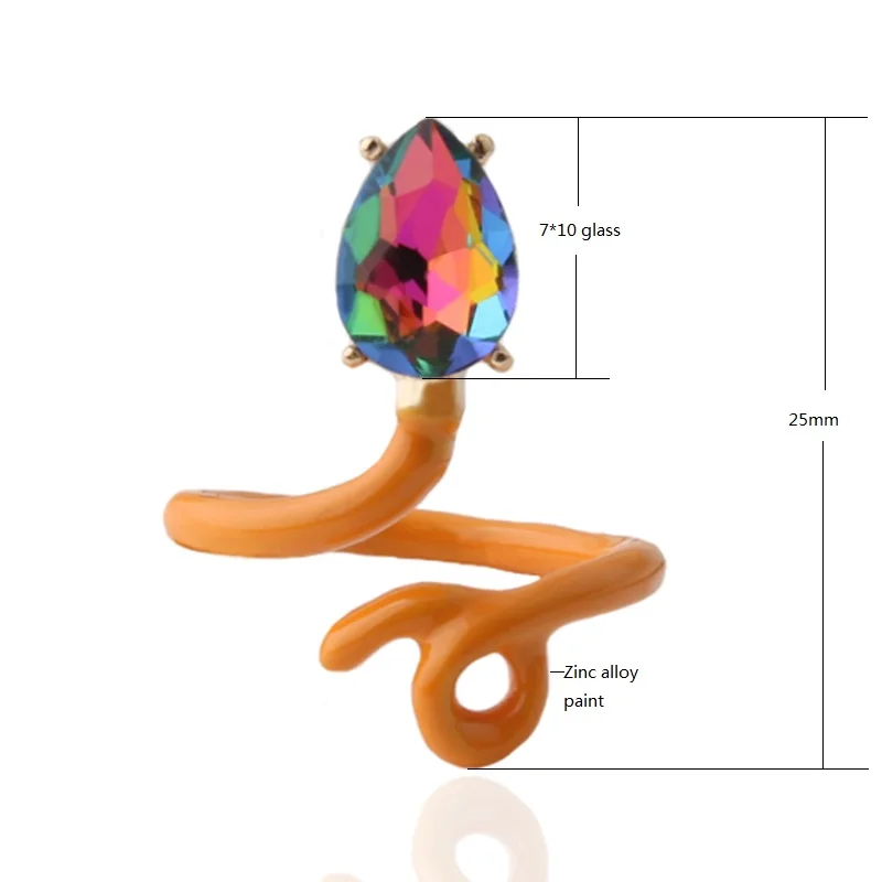 NeeFuWoFu Color Snake Ring Earrings Woman Y2K Candy Glass Multicolor Colored Rings Bohemia de Madera Pulseira Estrela de Cinco