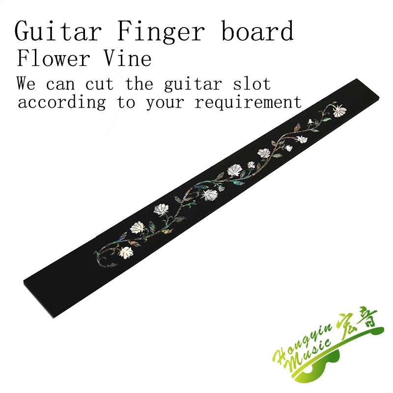 Ebony Flower Vine Pattern Color Shell Mosaic Fingerboard Acoustic Guitar Fingerboard Guitar Making Wood Material