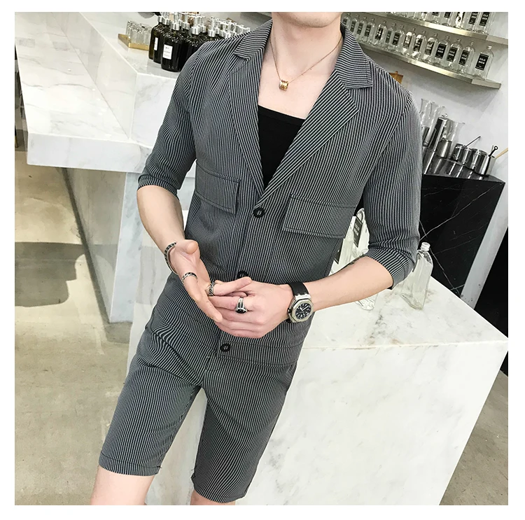 Men's Suit Two-piece Solid ( Shorts + Jacket) Fashion Luxury Business Casual Wedding Business Formal Party Classic Suit Sets Men