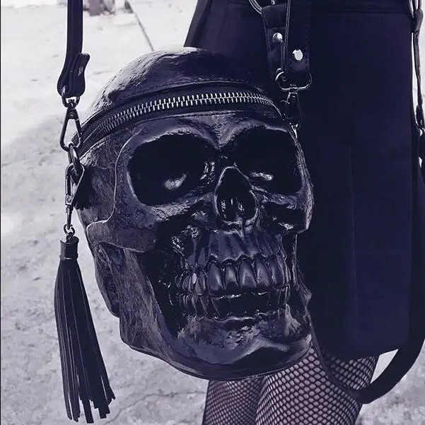 

Punk Diablo Bag Skull Women Handbag Black Silica gel Funy