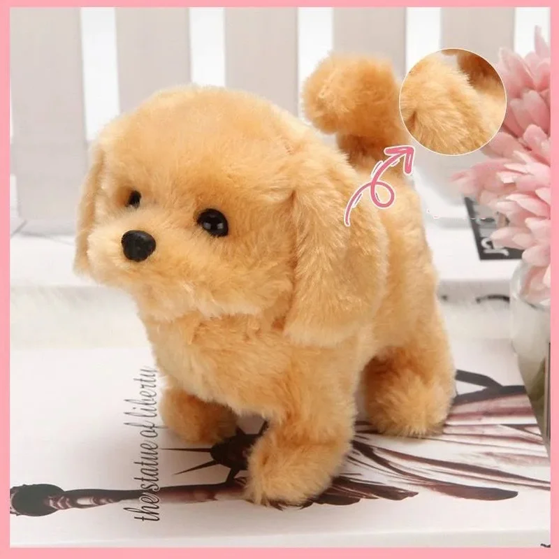 1PCS Electric Toy Soft Realistic Teddy Dog Plush Walking Glowing Barking Dog Funny Simulation Moving Plush Stuffed Doll Toys