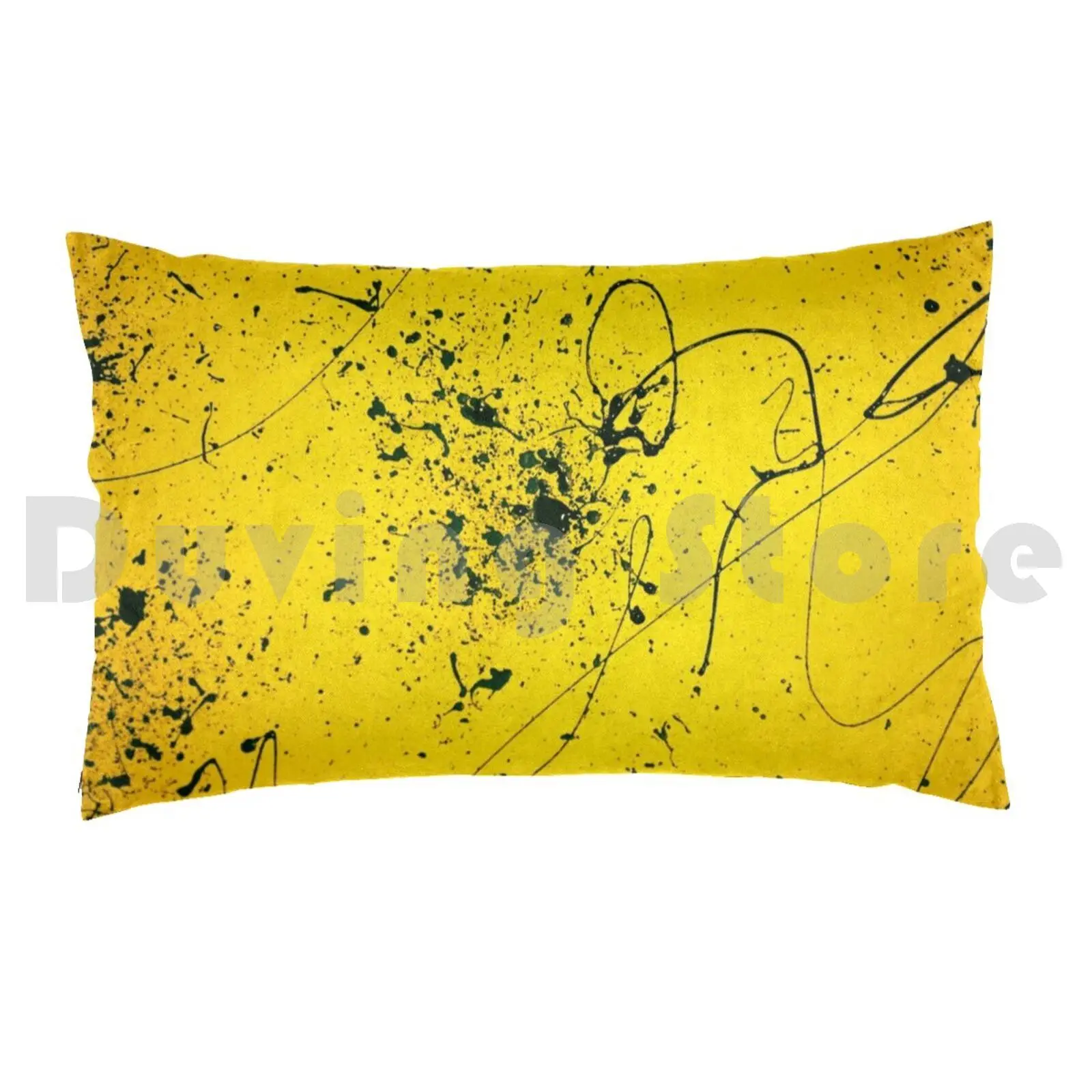 Bumblebee Pillow Case Printed 50x75 Yellow Black Abstract Jackson Pollock Splatter Modern Contemporary Action