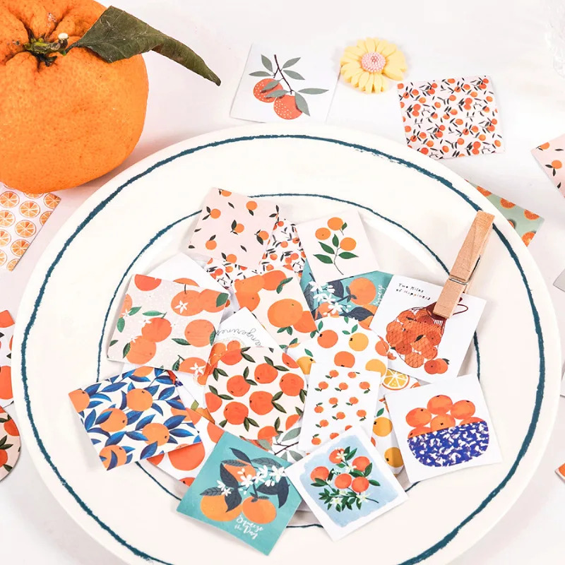 46 Pcs Cute Fruit Orange Painting Stickers For Scrapbooking Diary Planner Album Phone Case Card Making Laptop