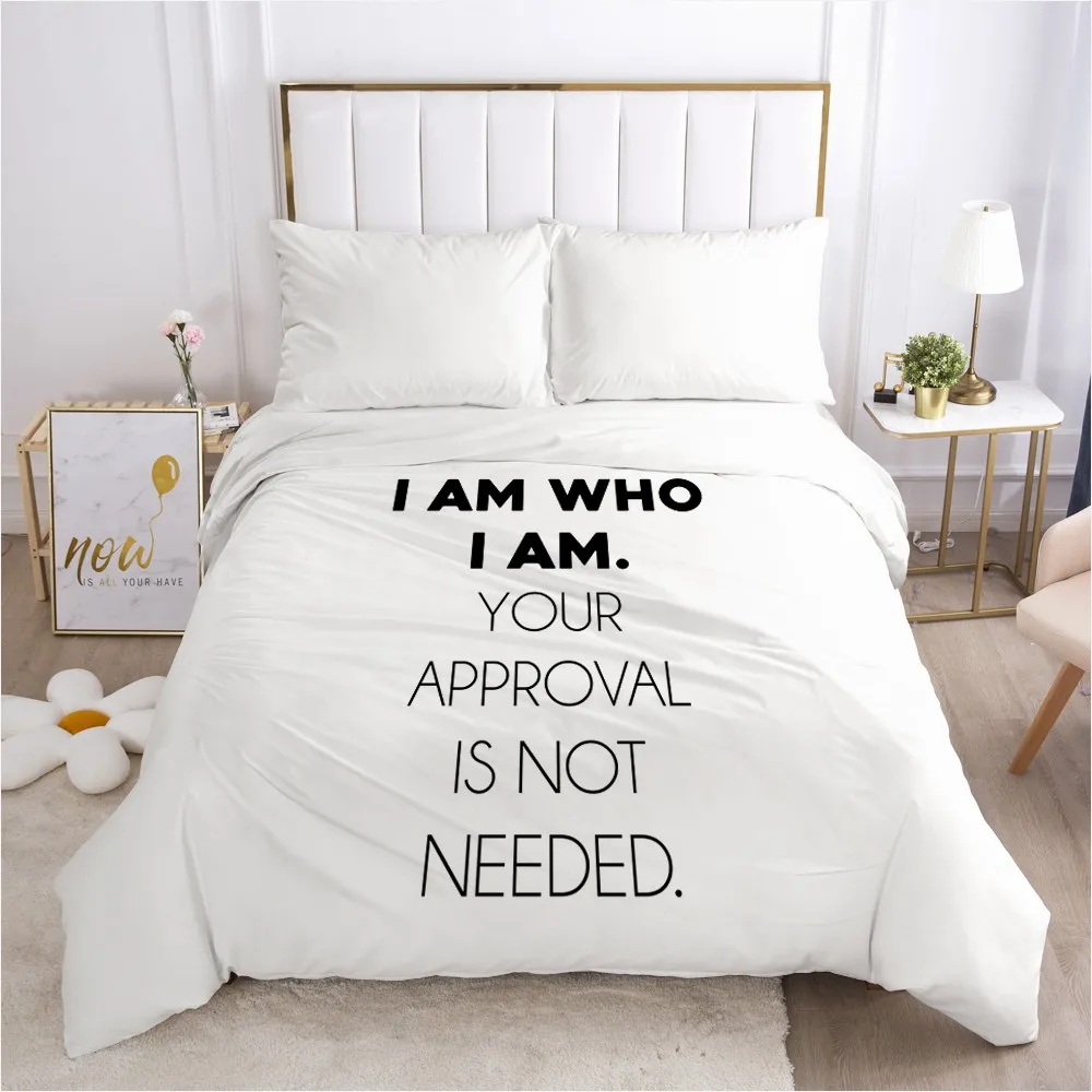 3D Duvet Cover with Zipper Comforter/Quilt/Blanket Cover 180x210 155x220 3D Nordic Bedding White Letter Customize size/design