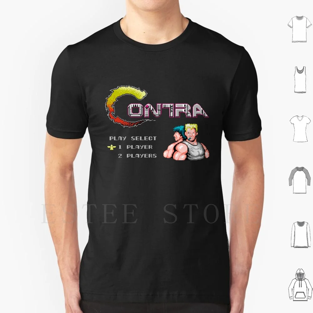 Against Title Screen T Shirt Print Cotton Against Gryzor Probotector 8bits 8b 1980s 80s Egihties Classic Videogames Childhood