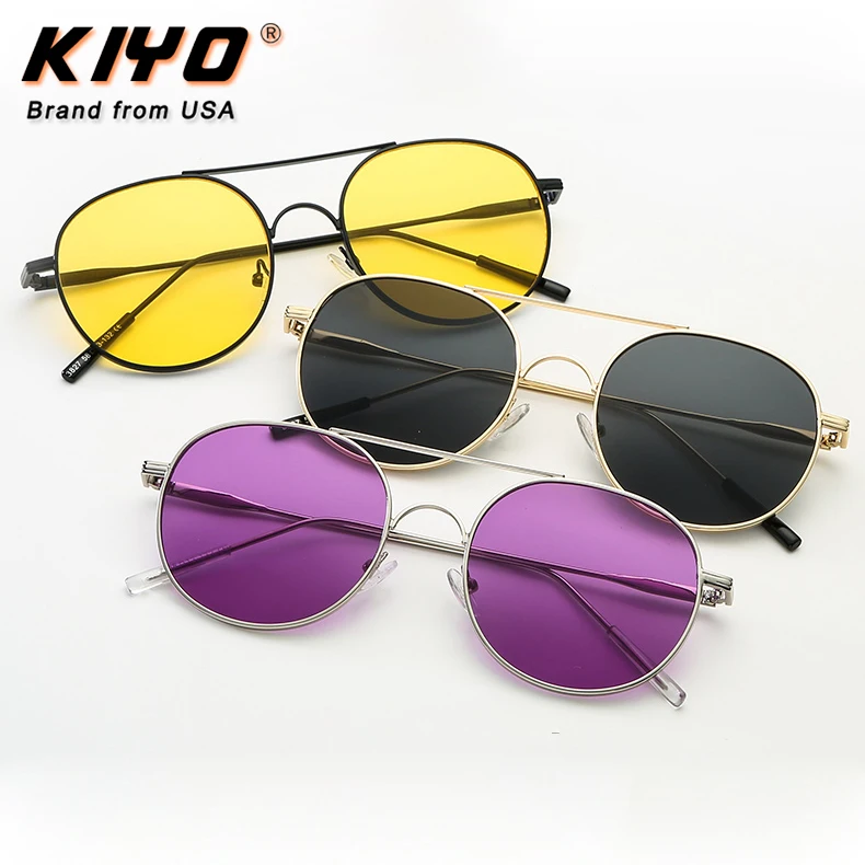 KIYO Brand 2020 New Women Men Round Sunglasses Metal Vintage Sun Glasses High Quality UV400 Driving Eyewear 3827