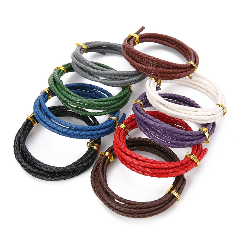 1meter Diameter 3mm Round Genuine Braided Leather Cord Bracelet Thread Diy Black Red Real Cow Necklace Rope Supplies for Jewelry