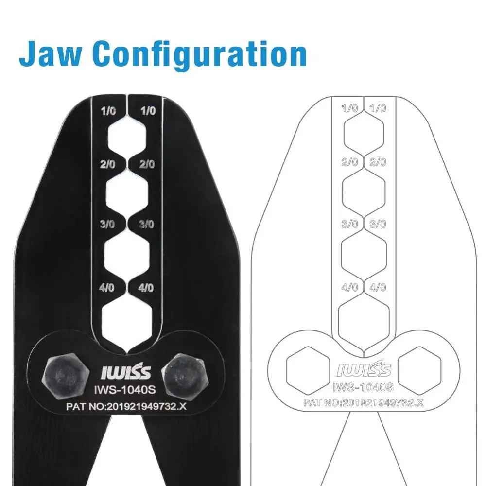 IWISS IWS-1040S Crimpen zangen draht Kabel Crimper für Kupfer Kabel Lugs Arbeit für 1/0,2/0,3/0,4/0AWG crimpen werkzeuge