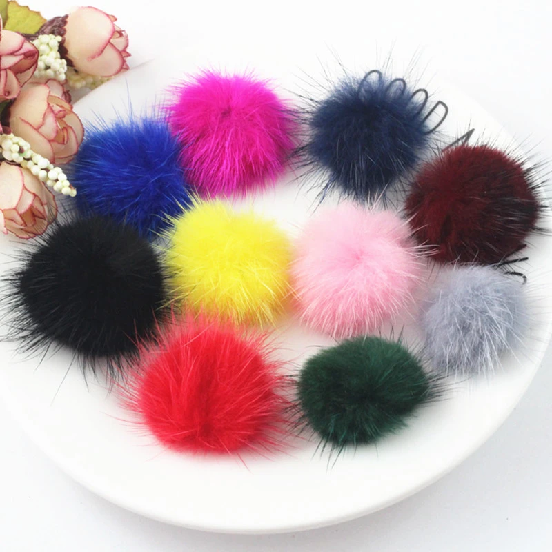 5 sztuk 4cm Mink pompony 40mm futrzaste kulki DIY Pompon do szycia na dzianiny brelok szalik buty kapelusze DIY wyroby jubilerskie akcesoria