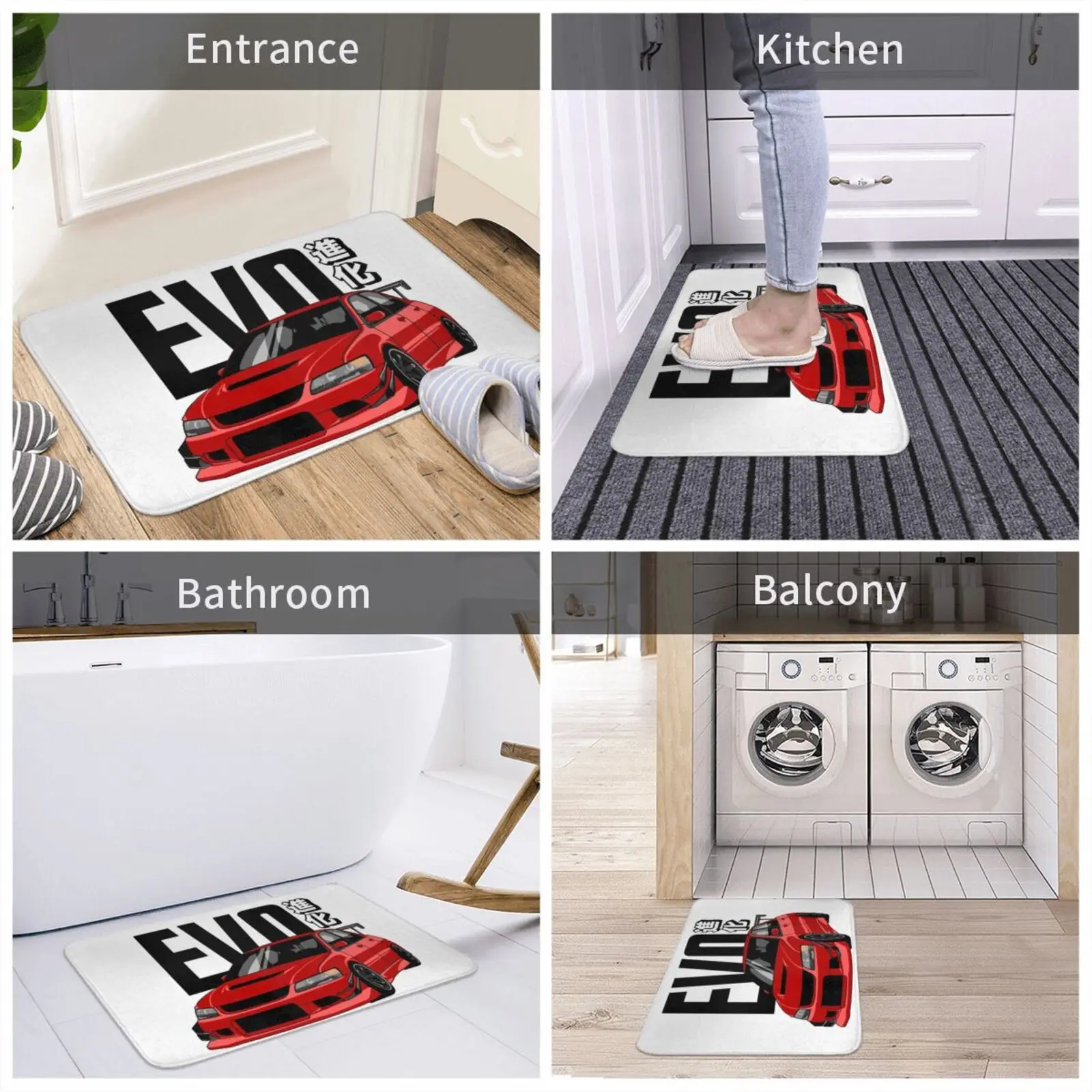 Lancer Evo 7 8 9 Red Entrance Door Mat Bath Mat Rug Death Stranding Cat Standing Ps4 Hideo Kojima Kitty Kitten Funny Parody