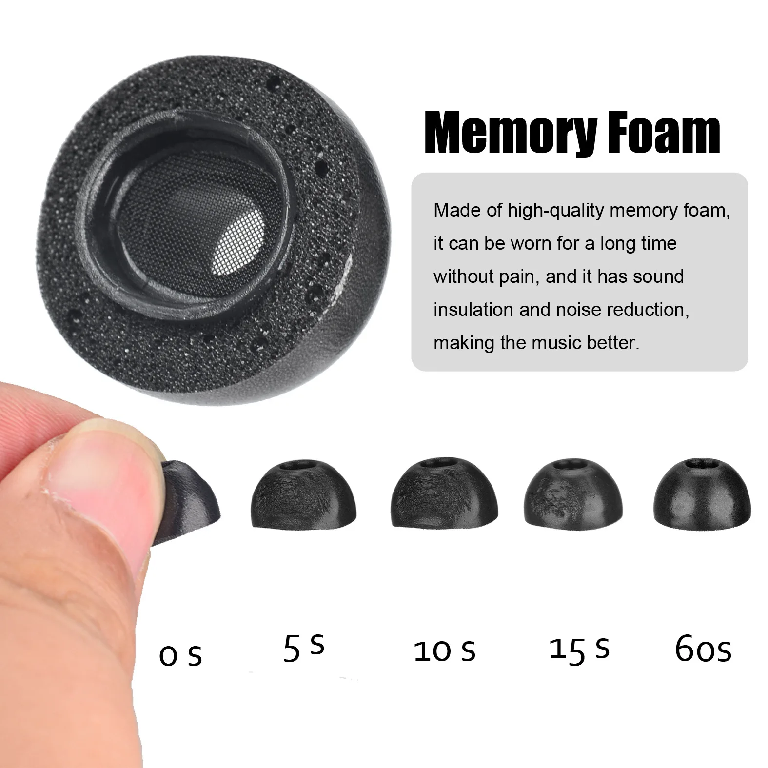 1Pair(2pcs) Noise Isolating Comfortble Memory Foam Ear Tips Pads Earbuds for TWS for Apple Airpods Pro Headphones 11.19