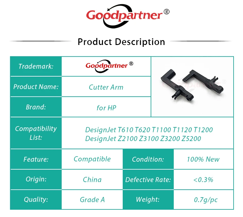 Q6718-67018 Q5669-60713 Braço de corte automático para HP T610 T620 T1100 T1120 T1200 Z2100 Z3100 Z3200 Z5200