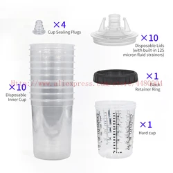 10pcs Spray Gun Paint Mixing Cup Paint Cup 160/400/600/800ml spray Tank Type H/O Quick Cup  Disposable Measuring Cup