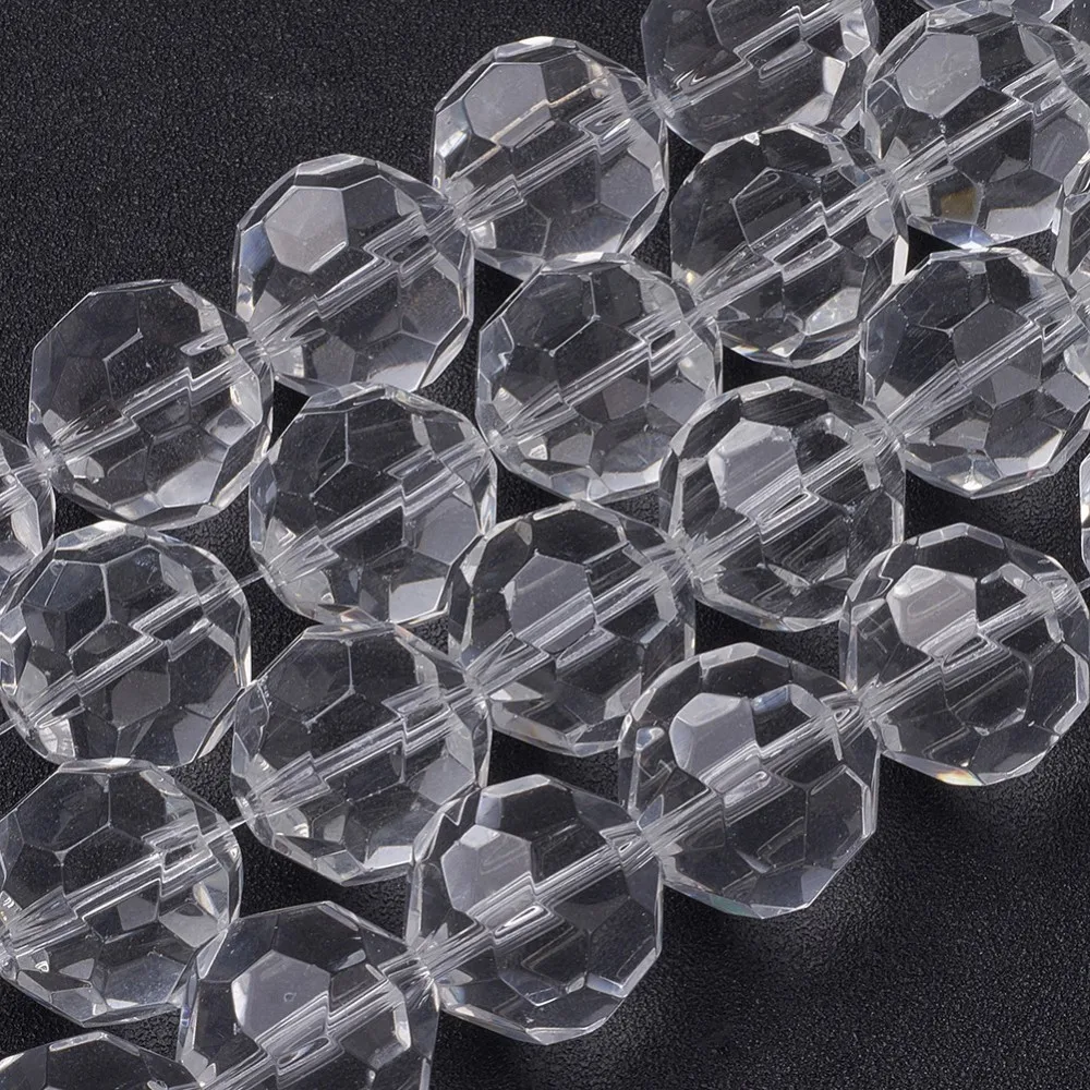 1 Strand 6mm 8mm 10mm 12mm 20mm Clear Faceted Glass Round Beads for Jewelry Making DIY Bracelet Necklace