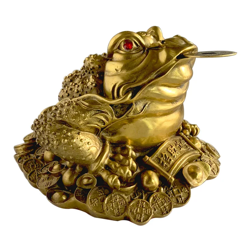 

6Sizes Feng Shui Brass Copper Three Legged Frog Toad Blessing Attracting Wealth Money Metal Statue Figurine Home Decoration Gift