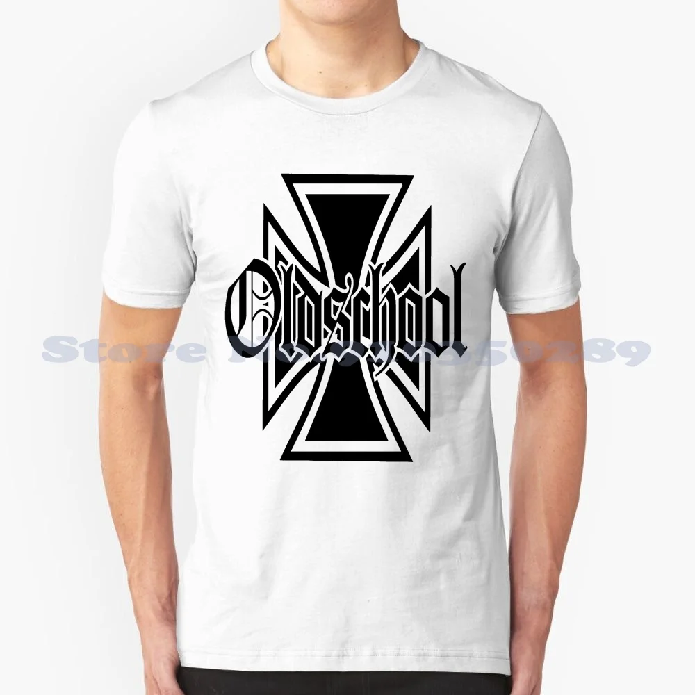 Oldschool. Old School , With Cross. 100% Cotton T-Shirt Oldschool Aged Boy Man Tattoo Trucker Trucks Bikes Bikers Patches Logo