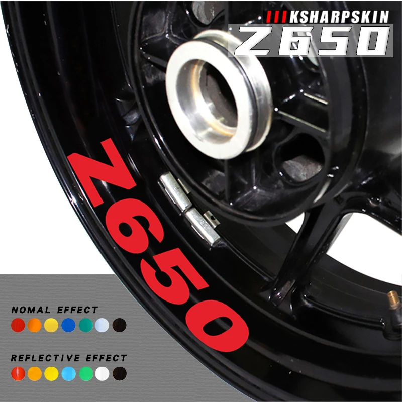 Motorcycle rim multi-color logo stickers reflective protection decals night safety reminder film for KAWASAKI Z650 z650