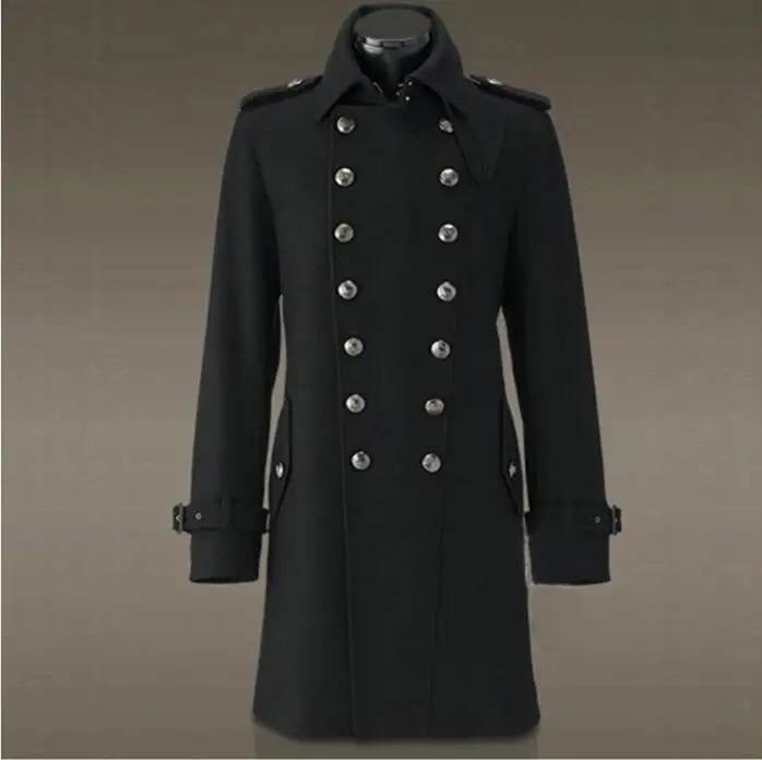 WWII German standard Classic Trench coat private custom men High quality Double breasted cashmere slim German SS trench coat