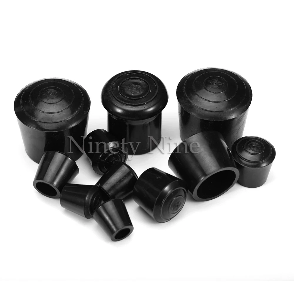 12Pcs Black Round 10-35mm Inner Diameter Furniture Chair Table Leg Foot Rubber Covers Floor Protectors Cap