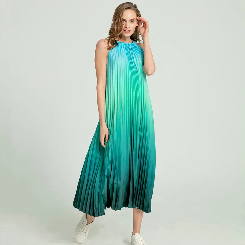 Marwin New-Coming Spring Summer Spaghetti Strap Sleeveless A-Line Ankle-Length O-Neck Women Dresses Holiday Beach Style