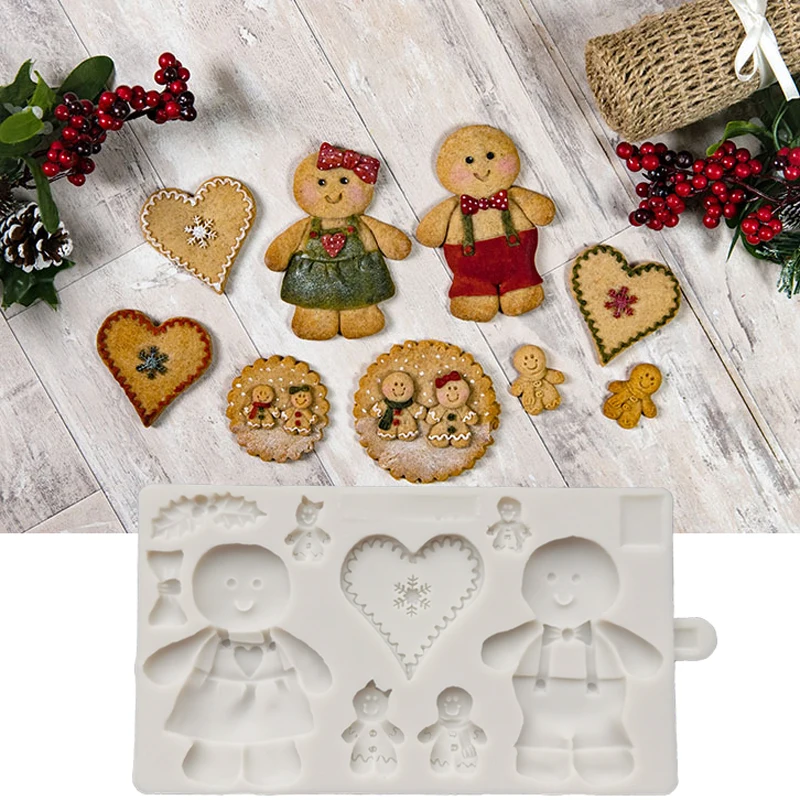 

Gingerbread Cookie Silicone Mold Fondant Cake Decoration Mould Sugarcraft Chocolate Baking Tools For Cakes Gumpaste Artwork Form