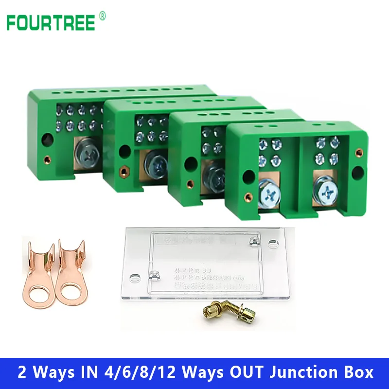 1Pcs Metering Junction Box Quick Connector Single Phase Household Zero-fire Shunt Terminal Block Box Splitter High Power HJ6