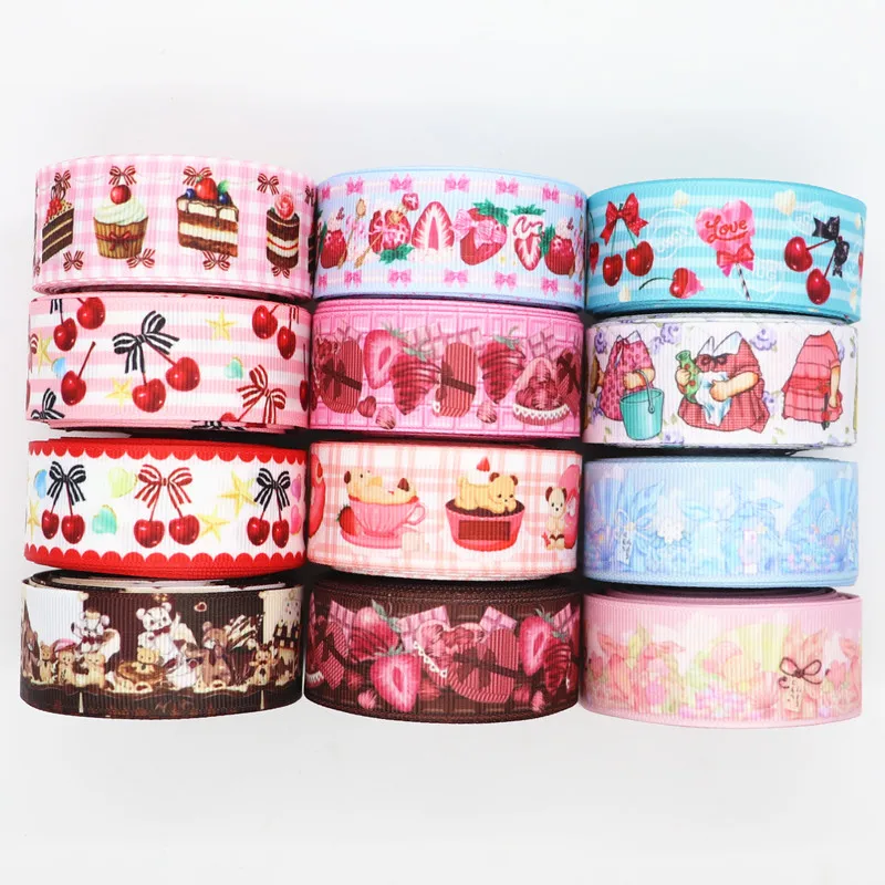 10 Yards 1'' 25MM Ripsband mit Frucht-/Kuchenmuster für Haarschleifen, DIY-Handarbeitsmaterial Y19121001 – Detail 2