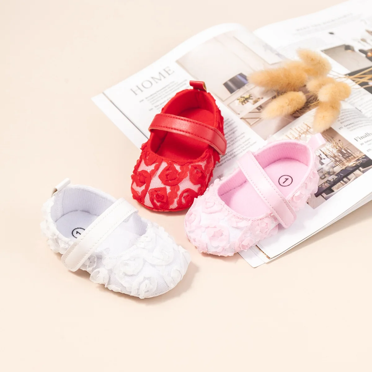 

KIDSUN Newborn Baby Shoes Girl Princess Dress Shoes Cotton Soft Sole Non-Slip Infant First Walker Toddler Perwalk Crib Shoes