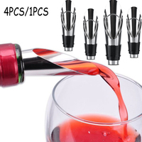 4Pcs 2 In 1 Splendid Wine Stopper Red Wine Pouring Tool Stainless Steel Wine Bottle Stoppers Funnel Pourer Wine Bottle Pourer