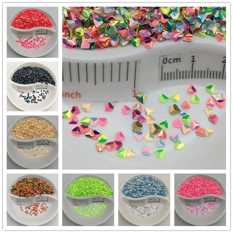 20g 3mm 3D Diamond Nail Sequins Rhomb Colorful Glitter Flakes Paillette Manicure 3D Nail Art Decoration