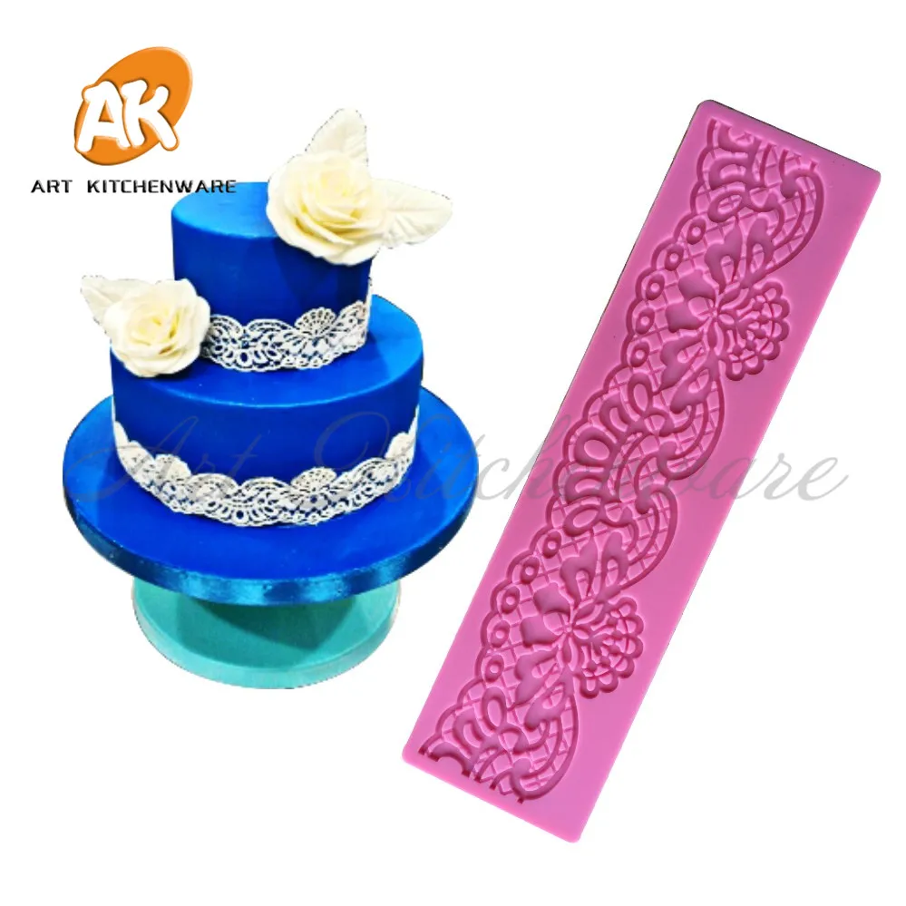 Fashion Lace Mat Silicone Cake Lace Mold Fondant Supplies Cake Decorating Tools Border Decoration Lace Mold