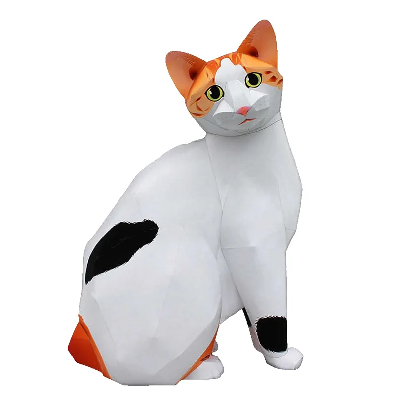 

Japan Bobtail Calico Cat Folding Cutting Mini Cute 3D Paper Model Papercraft Pet Animal Figure DIY Kids Adult Craft Toys QD-062