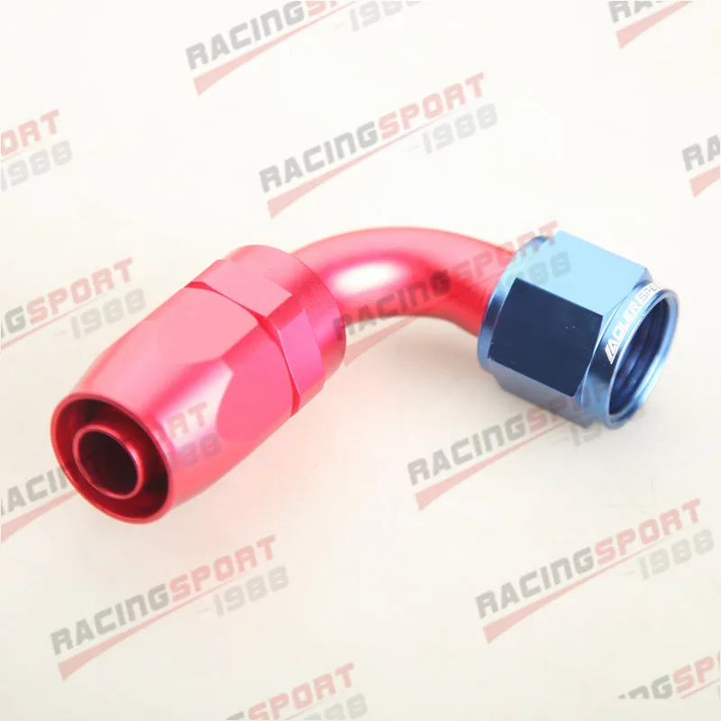 

-10AN AN10 90 Degree Swivel Oil Fuel Line Hose End Fitting Adaptor Red/Blue